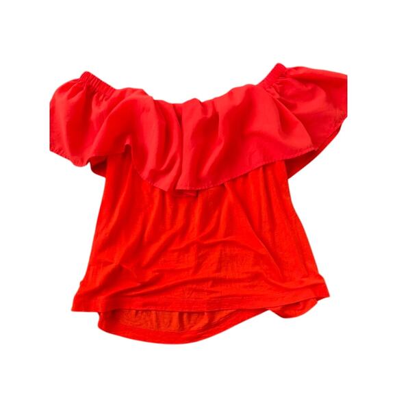 French Connection Off-the-Shoulder Ruffle Top – Red, Sunset Wave, S - Picture 6 of 10